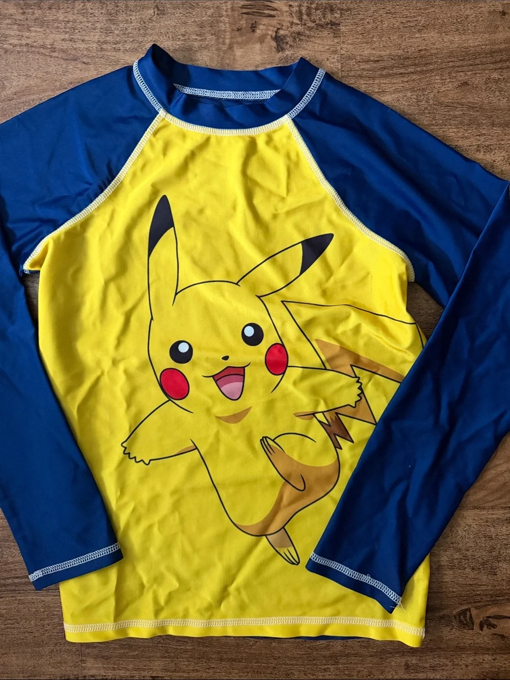 Pikachu Kids' Long-Sleeve Rash Guard - Yellow & Blue size 14 kids - Picture 3 of 3